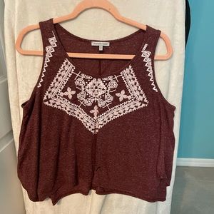 Charlotte Russe maroon flowy cropped tank top